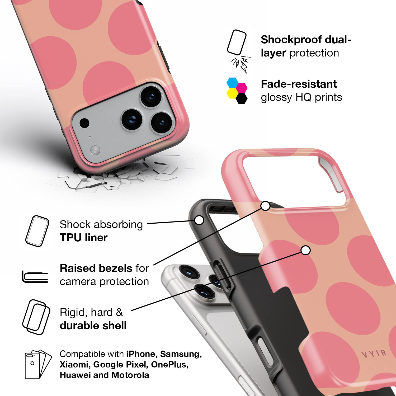 Big Polka Dots, Melon - Shockproof iPhone Case - VYIR