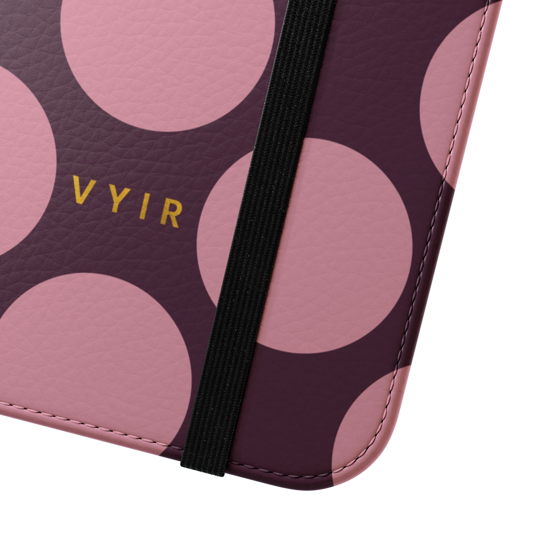 iPhone 16 Plus Vegan Leather Wallet Case – Pink Plum Polka Dot Design - VYIR