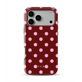 Classic Polka Dots, Burgundy - Tough Telefoonhoesje
