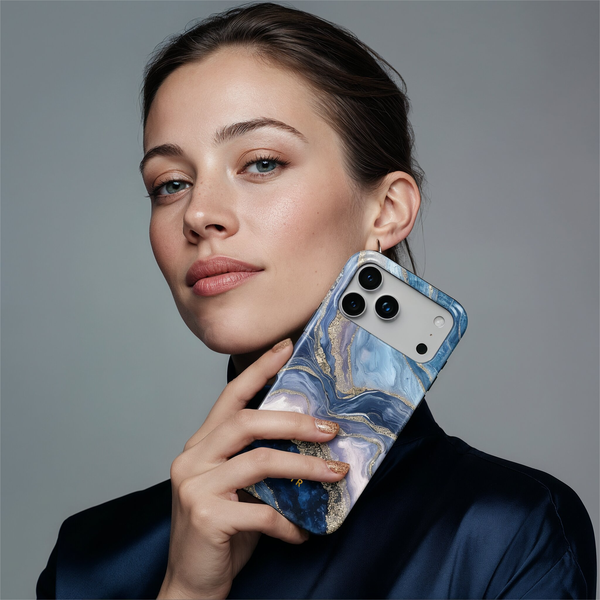 Golden Luxe Marble Blue - Shockproof Phone Case - VYIR