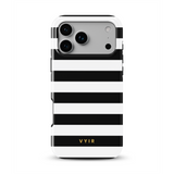 Horizontal Stripes, zwart en wit - Tough MagSafe iPhone Telefoonhoesje