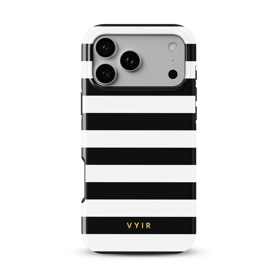 Horizontal Stripes, zwart en wit - Tough MagSafe iPhone Telefoonhoesje
