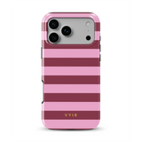 Horizontal Stripes, Candy Pink - Tough MagSafe iPhone Hoesje