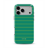 Horizontal Stripes, Goldline Green - Tough MagSafe iPhone Hoesje