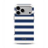Horizontal Stripes, Old Money Blue - Tough MagSafe iPhone Hoesje