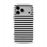 Horizontal Stripes, Pinstripe Black and White - Tough MagSafe iPhone Telefoonhoesje