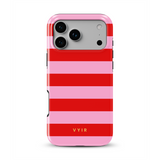 Horizontal Stripes, Red Blush - Tough MagSafe iPhone-hoesje