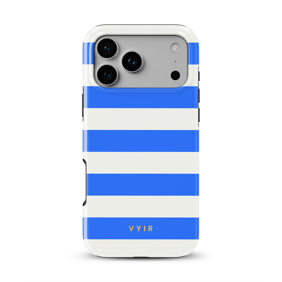 Horizontal Stripes, Riviera Blue - Tough MagSafe iPhone Hoesje