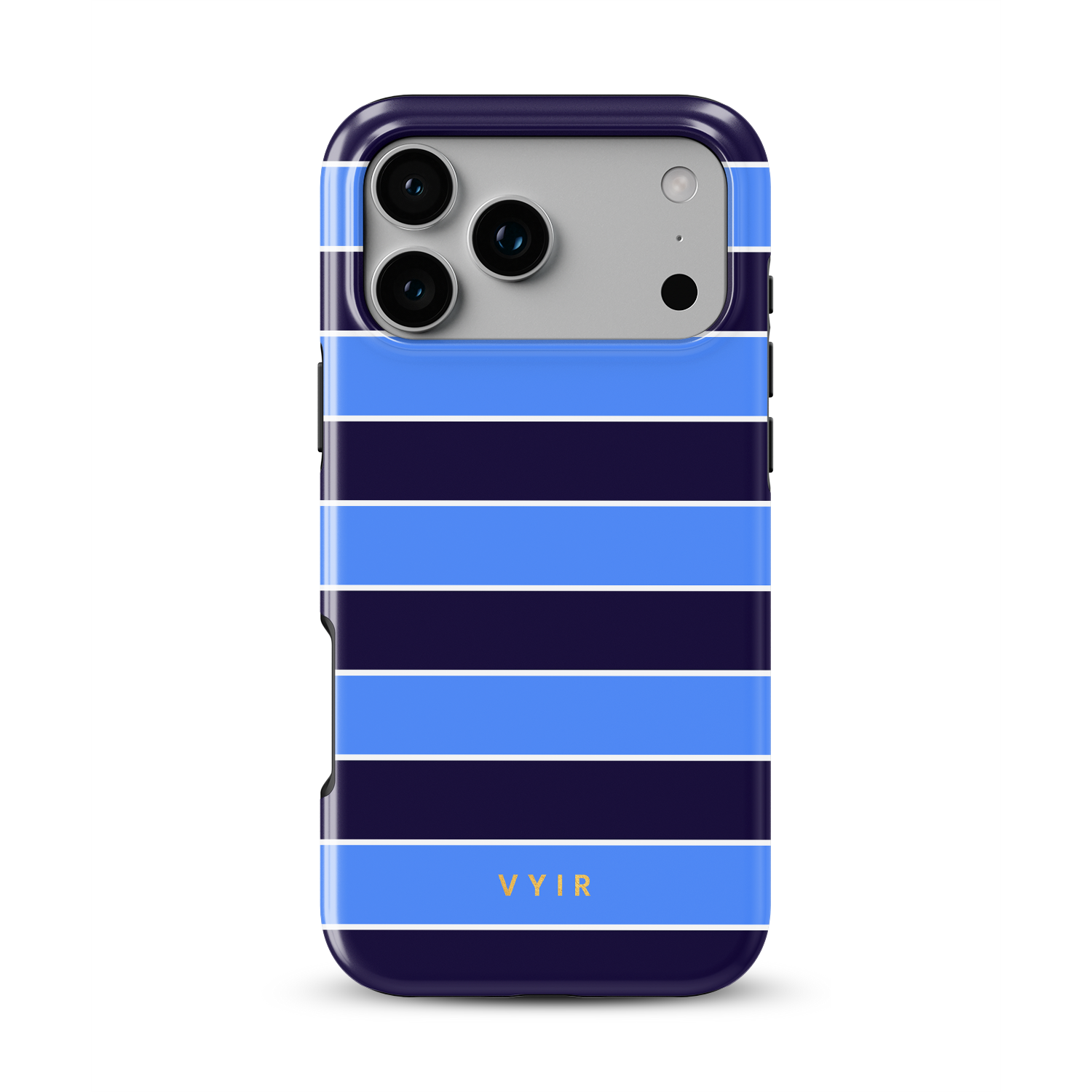 Horizontal Stripes, Rivoli Blue - Shockproof Phone Case - VYIR