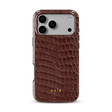 Croc Leather Print Mokkabruin - Tough MagSafe iPhone Hoesje