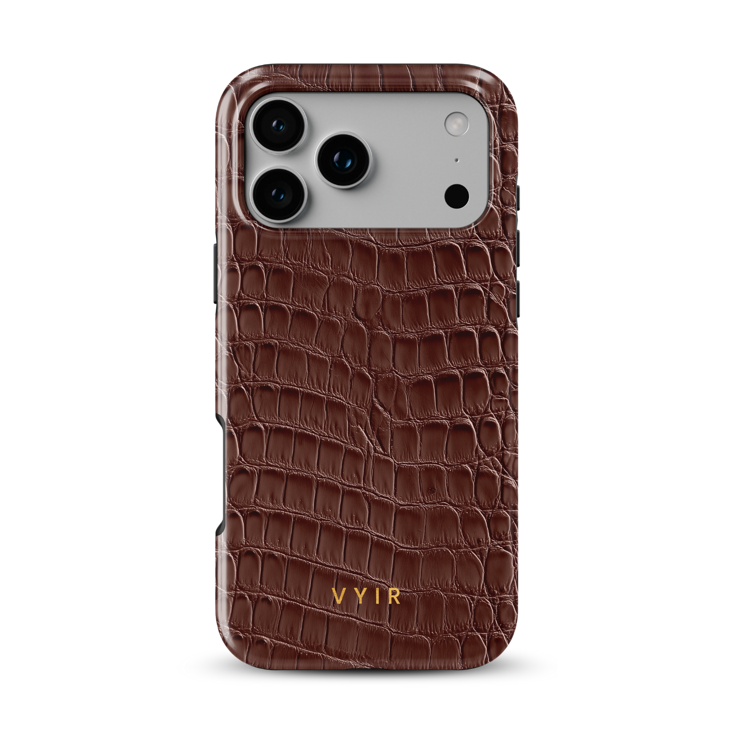 Croc Leather Print Mocha - Shockproof Phone Case - VYIR