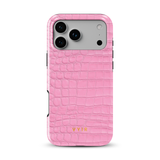 Croc Leather Print Roze - Tough MagSafe iPhone Hoesje