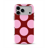 Large Polka Dots, Burgundy Pink - Tough MagSafe iPhone Hoesje