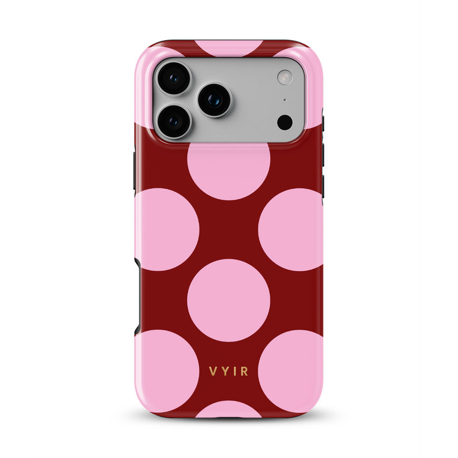 Large Polka Dots, Burgundy Pink - Tough MagSafe iPhone Hoesje