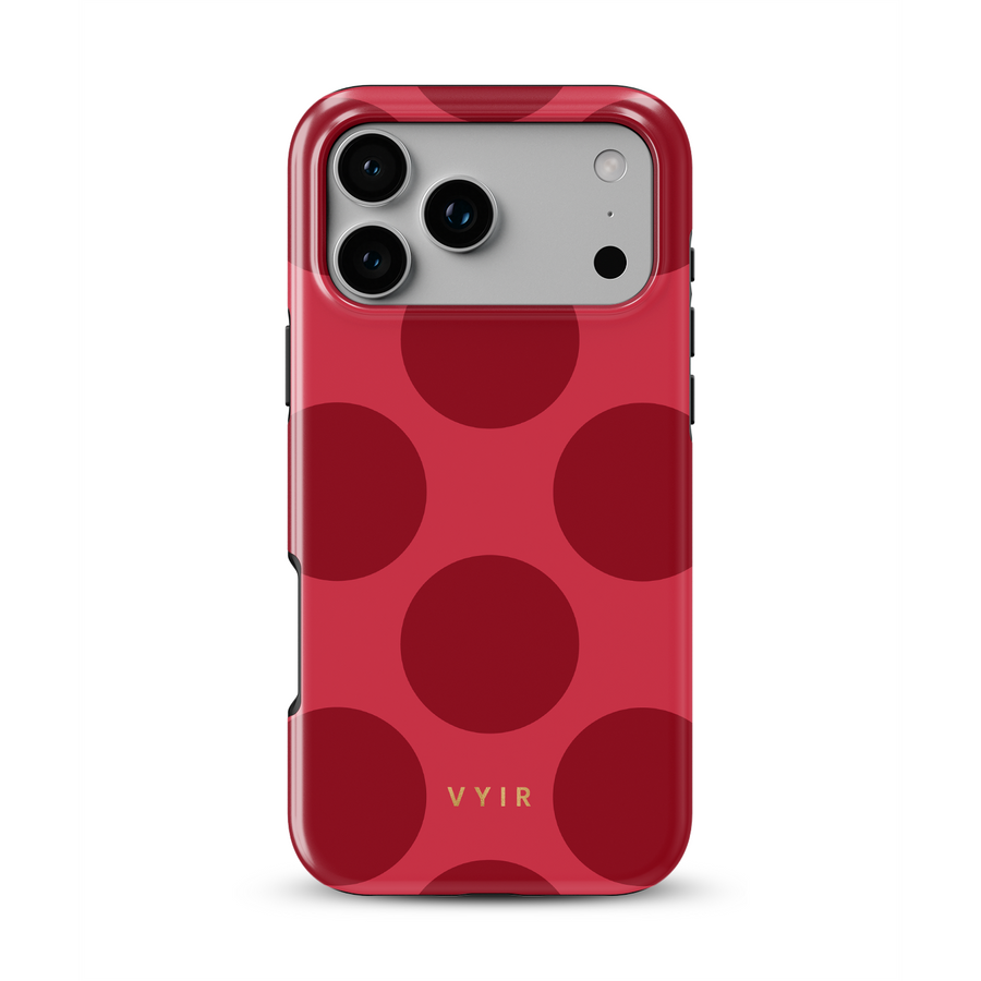 Large Polka Dots, Crimson Red - Tough MagSafe iPhone Hoesje