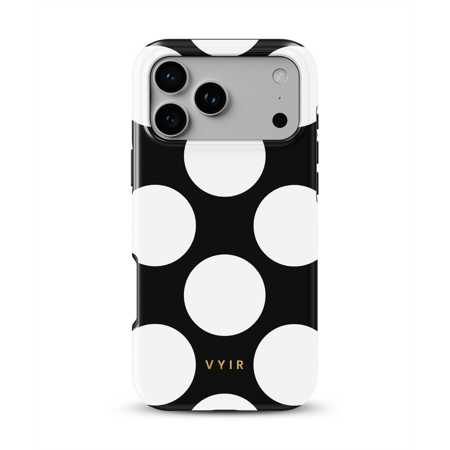 Large Polka Dots, Black Sparkle - Tough MagSafe iPhone Hoesje