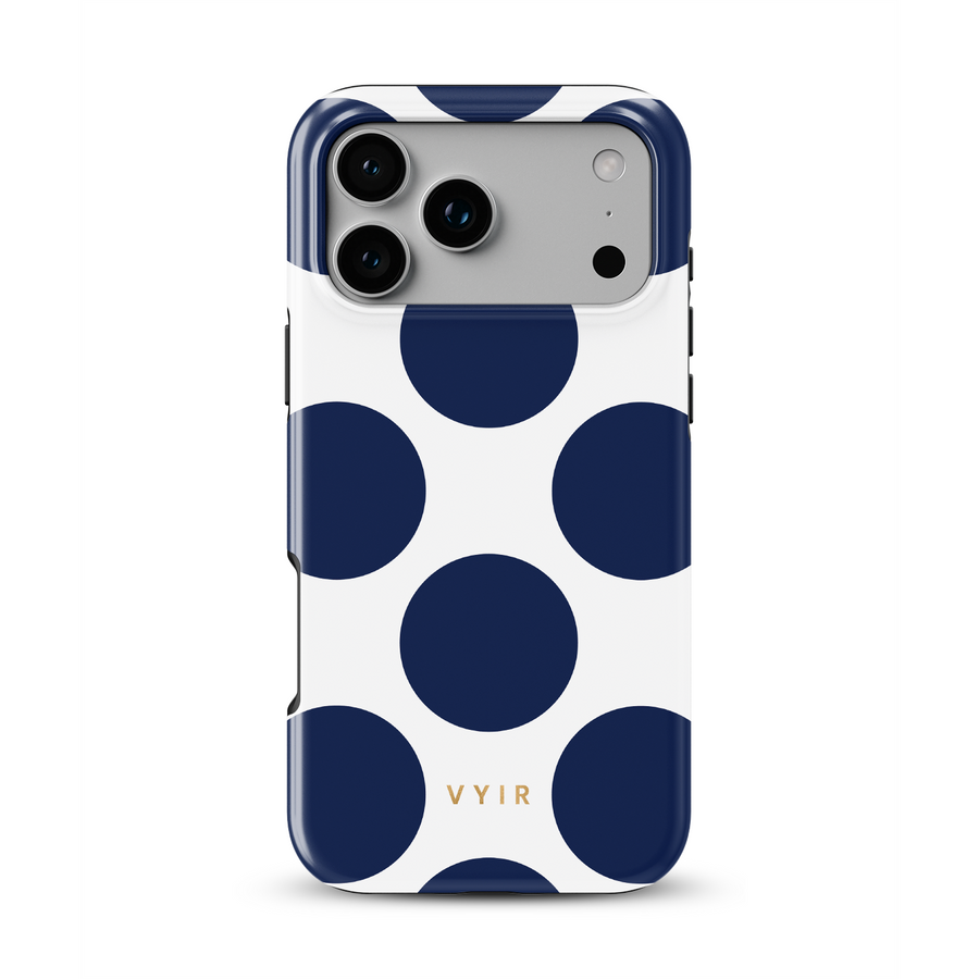 Large Polka Dots, Old Money Blue - Tough MagSafe iPhone Hoesje