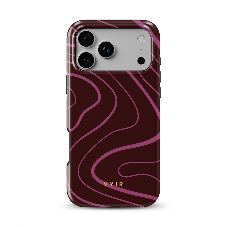 Swirl Lines, Bordeauxrood - Tough MagSafe iPhone Hoesje