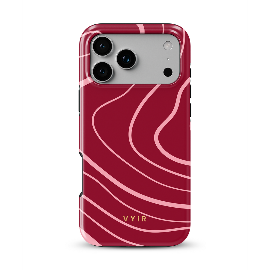 Swirl Lines, Roze & Rood - Tough MagSafe iPhone Hoesje