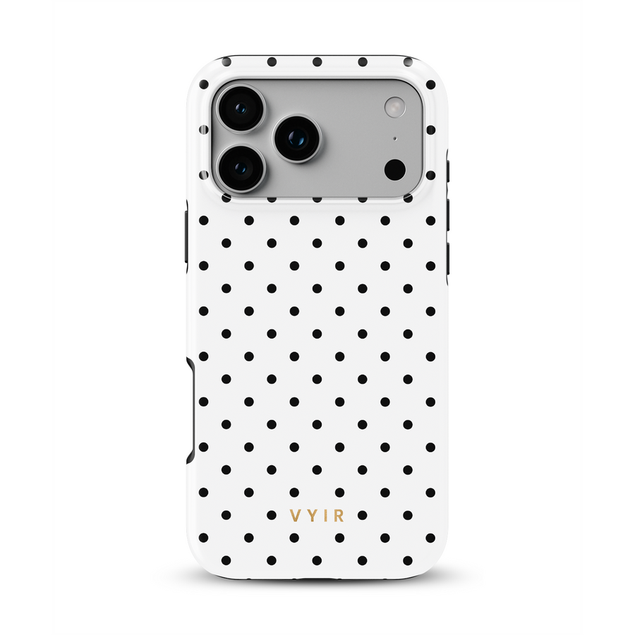 Tiny Polka Dots, Zwart en Wit - Tough MagSafe iPhone Hoesje