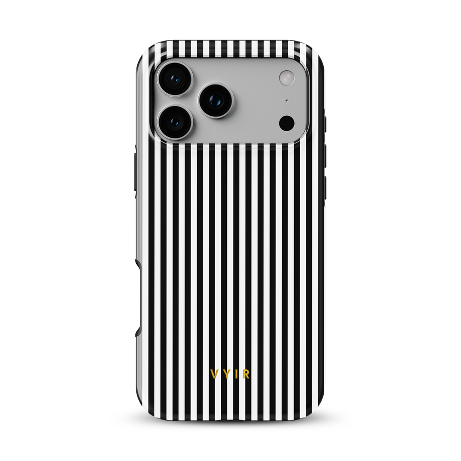Vertical Stripes, Pinstripe Black and White - Tough MagSafe iPhone Hoesje