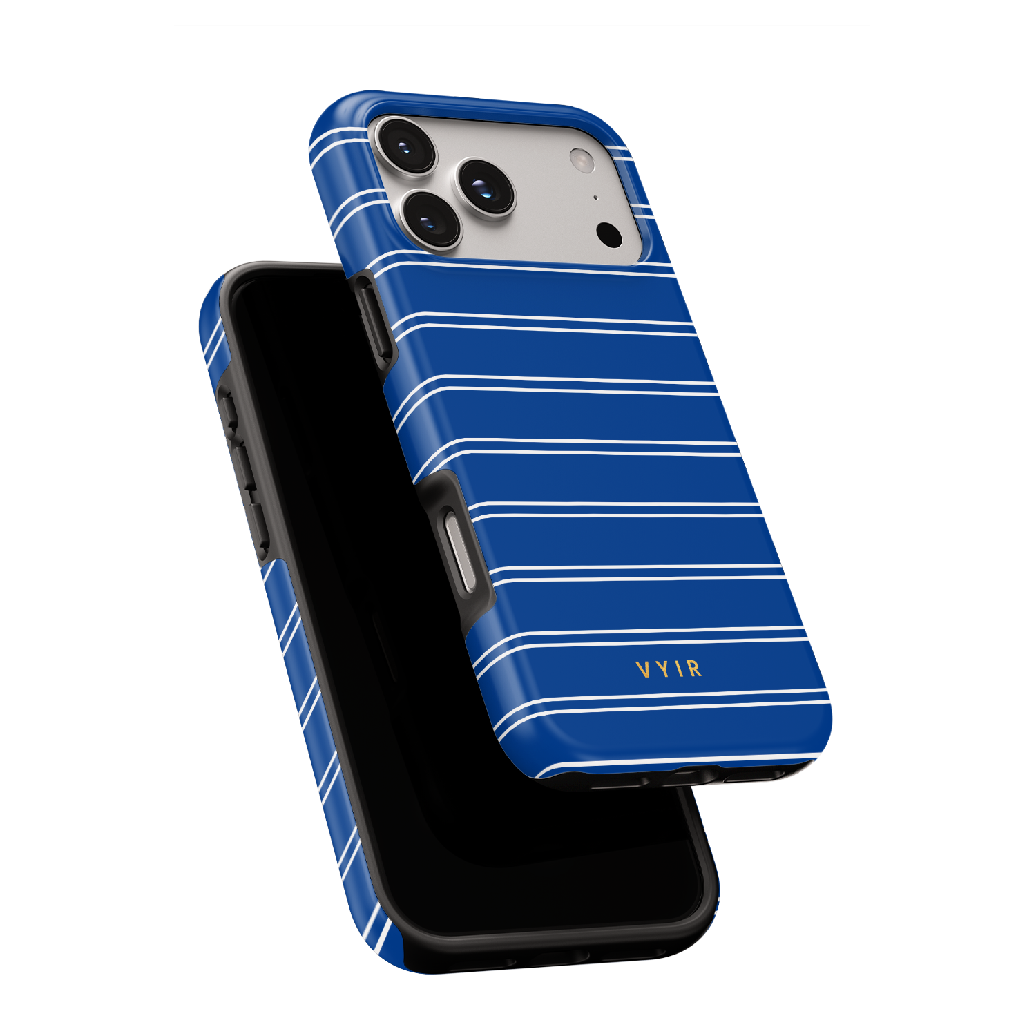 Horizontal Stripes, Mediterranean Blue - Shockproof MagSafe iPhone Case - VYIR