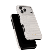Croc Leather Print White - Shockproof Phone Case - VYIR