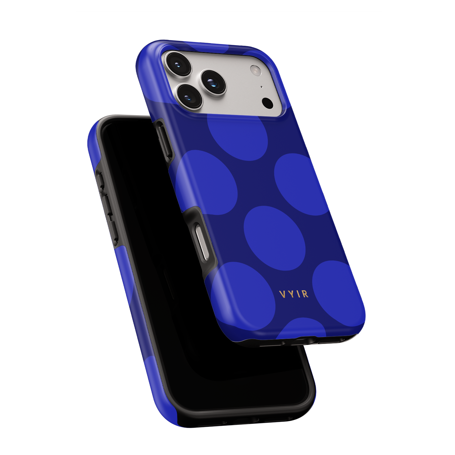 Large Polka Dots, Indigo Blue - Shockproof MagSafe iPhone Case - VYIR