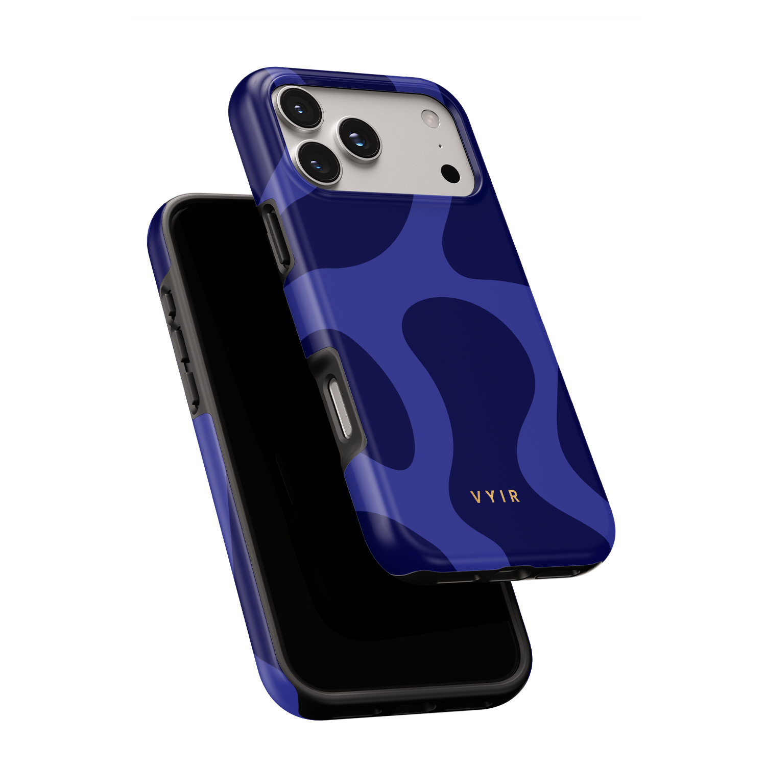 Swirl Lines, Navy Blue - Shockproof Phone Case - VYIR