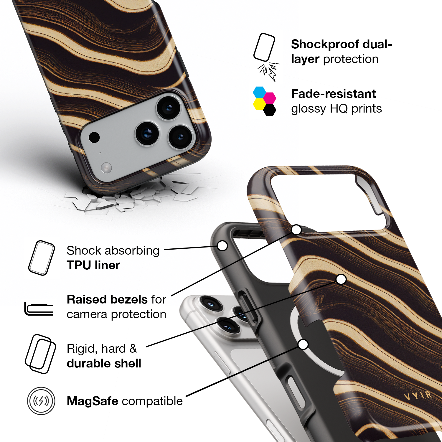 Obsidian Flow - Shockproof MagSafe iPhone Case - VYIR