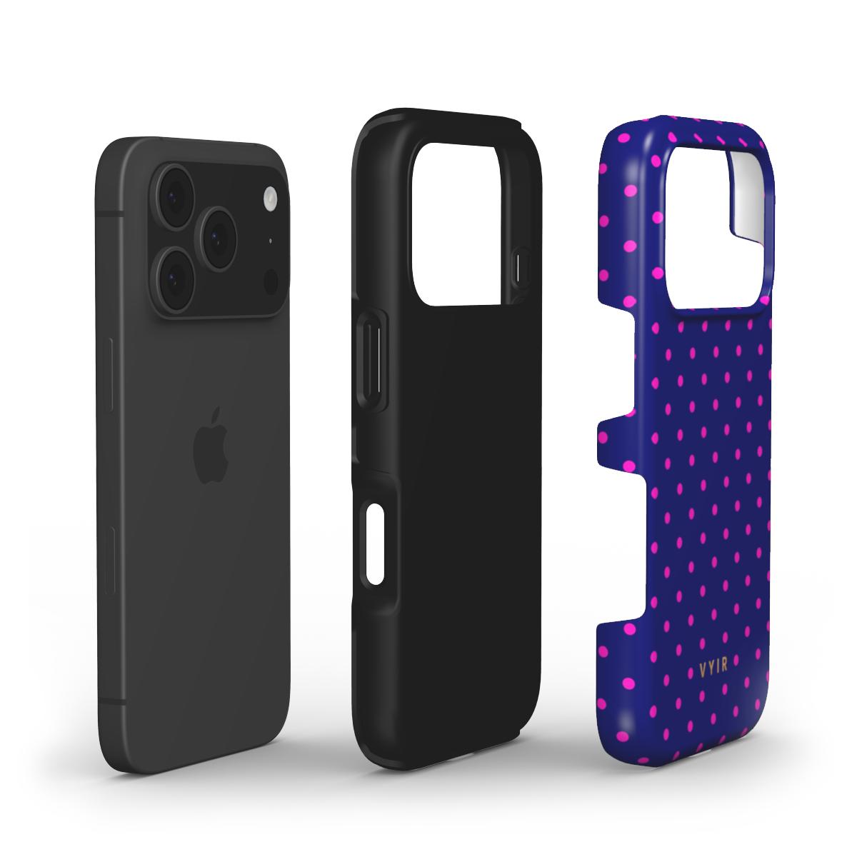 Tiny Polka Dots, Midnight Pink - Shockproof Phone Case - VYIR