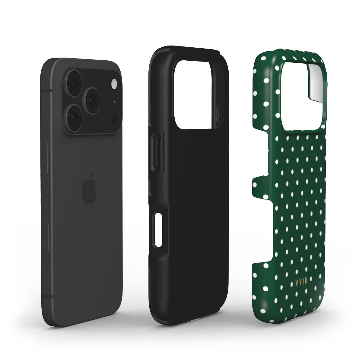 Tiny Polka Dots, Forest Green - Shockproof Phone Case - VYIR