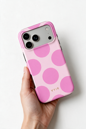 Large Polka Dots, Bubbly Pink - Tough Telefoonhoesje