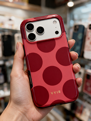 Large Polka Dots, Crimson Red - Tough Telefoonhoesje